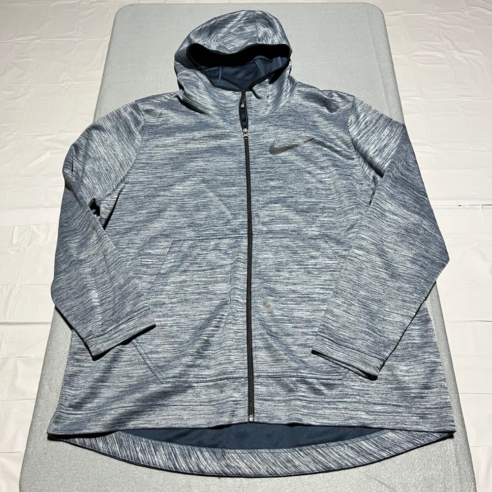 Nike Dri-FIT Full Zip Hoodie Mens XXL Blue Grey Space Dye Heather Athletic